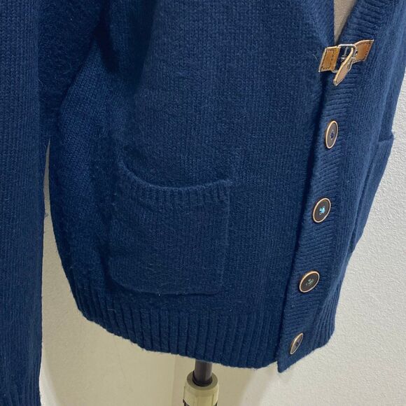 Trovata Wool Blend Navy Blue V-Neck
Cardigan Sweater Women's Size Medium - Picture 7 of 12